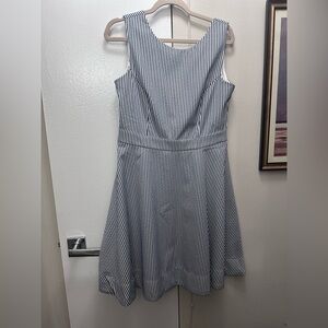 Sandro Ferrone cotton blend blue and white striped fit and flare dress size 48